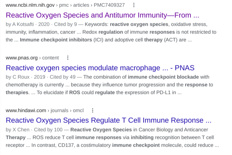 Reactive oxygen species & cancer role
